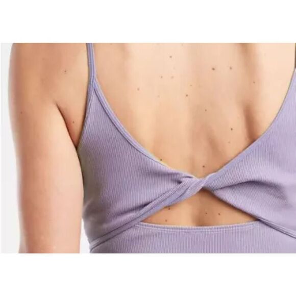 Athleta Twist Back Ribbed Crop Tank Womens 1X Purple Stretch Athleisure Workout - Picture 9 of 10